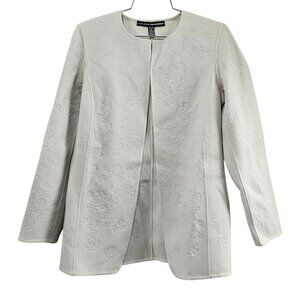 Linda Allayed Ellen Tracy Gray Floral Embroidered Vintage Wool Cardigan Jacket